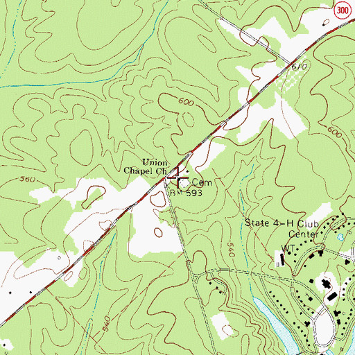 Topographic Map of Union Chapel Church, GA