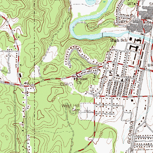 Topographic Map of Union Church, GA