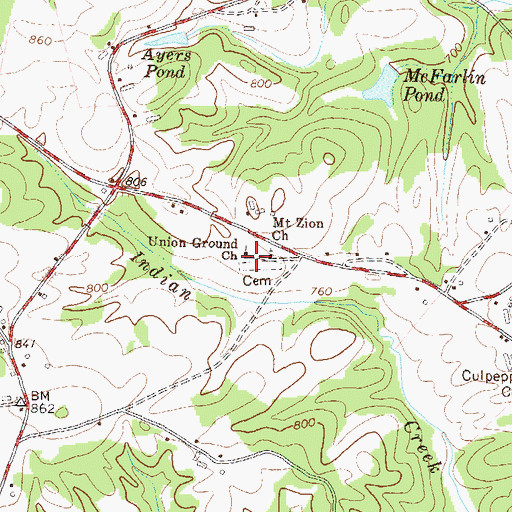 Topographic Map of Union Ground Church, GA