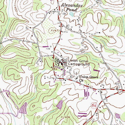 Topographic Map of Union Grove Campground, GA