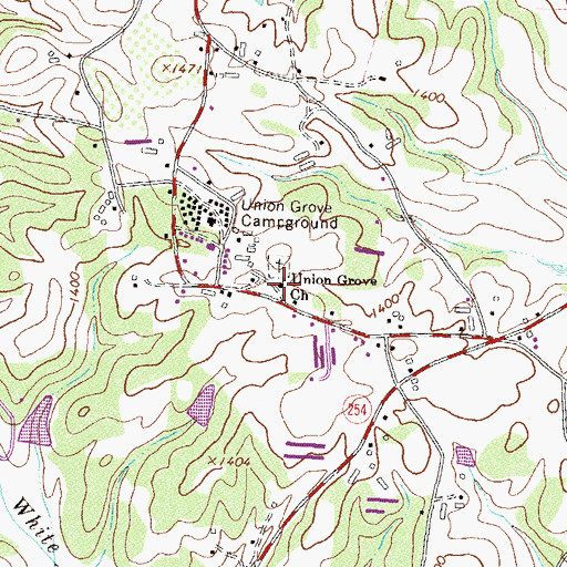 Topographic Map of Union Grove Church, GA