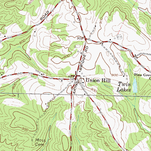 Topographic Map of Union Hill, GA