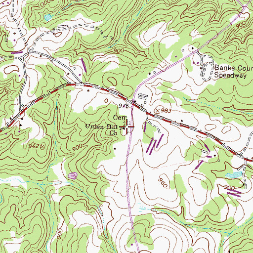 Topographic Map of Union Hill Church, GA