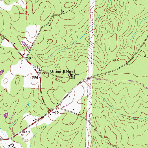 Topographic Map of Union Ridge Church, GA