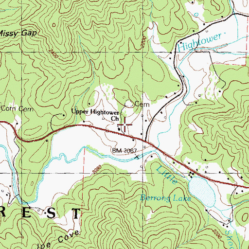 Topographic Map of Upper Hightower Church, GA