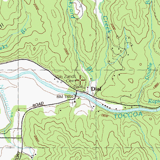 Topographic Map of Van Zandt Cemetery, GA