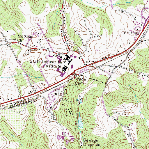 Topographic Map of Wade Cemetery, GA