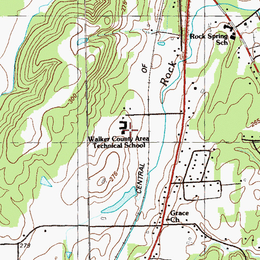 Topographic Map of Northwestern Technical College, GA