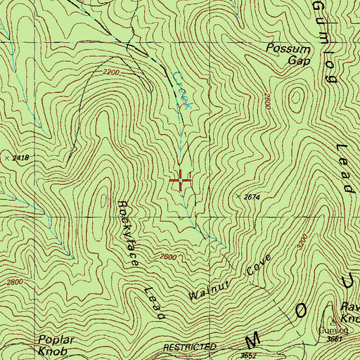 Topographic Map of Walnut Cove, GA
