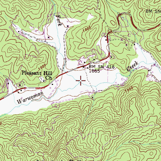 Topographic Map of Walnut Fork, GA