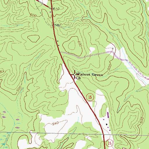 Topographic Map of Walnut Grove Church, GA