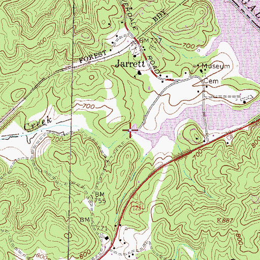 Topographic Map of Walton Creek, GA
