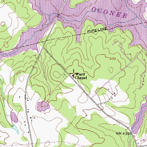 Topographic Map of Ward Chapel, GA