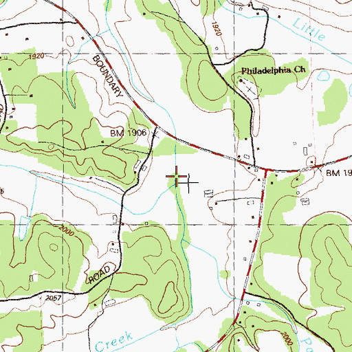 Topographic Map of Watts Creek, GA