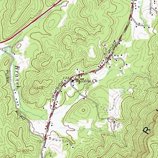 Topographic Map of Wayside Baptist Church, GA