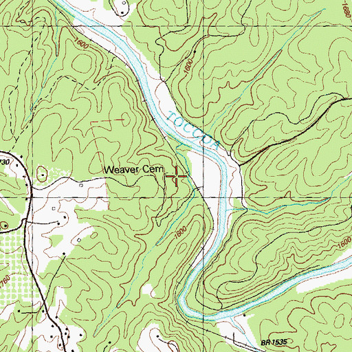 Topographic Map of Weaver Cemetery, GA