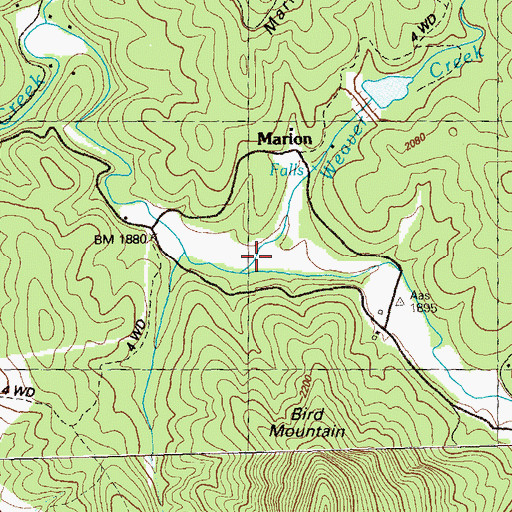 Topographic Map of Weaver Creek, GA