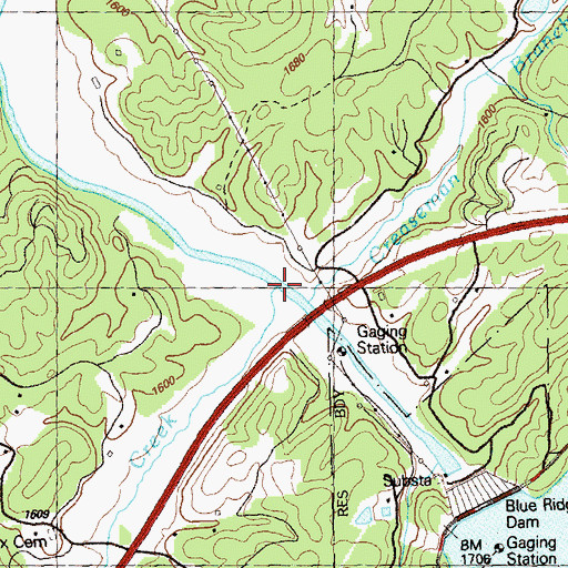 Topographic Map of Weaver Creek, GA