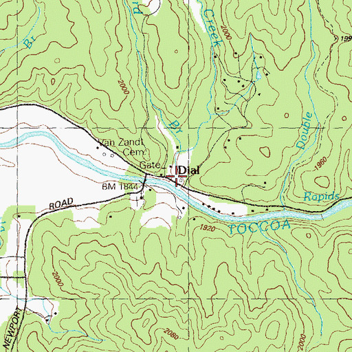 Topographic Map of Weeks Creek, GA