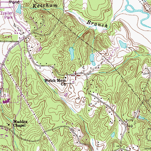 Topographic Map of Welch Memorial Church, GA