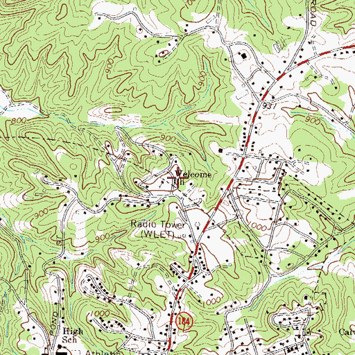 Topographic Map of Welcome Church, GA