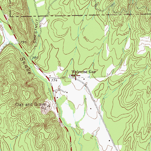 Topographic Map of Welcome Gap Church, GA