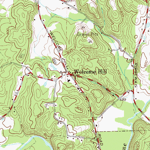 Topographic Map of Welcome Hill, GA
