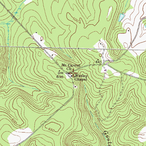 Topographic Map of Wesley Chapel, GA