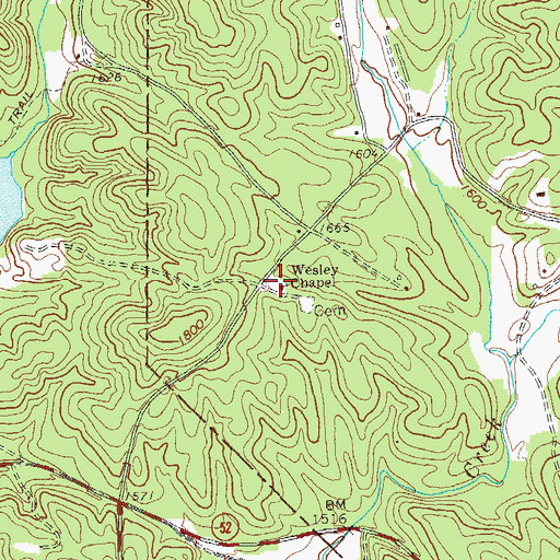 Topographic Map of Wesley Chapel, GA