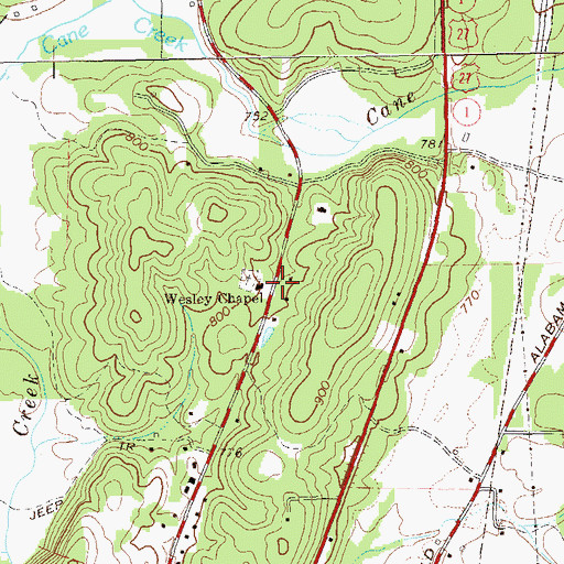 Topographic Map of Wesley Chapel, GA