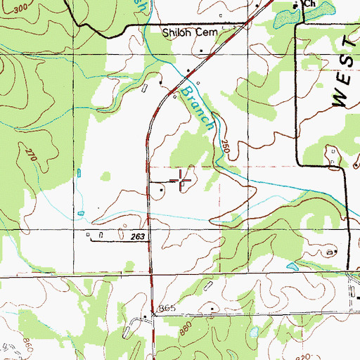 Topographic Map of West Armuchee School, GA