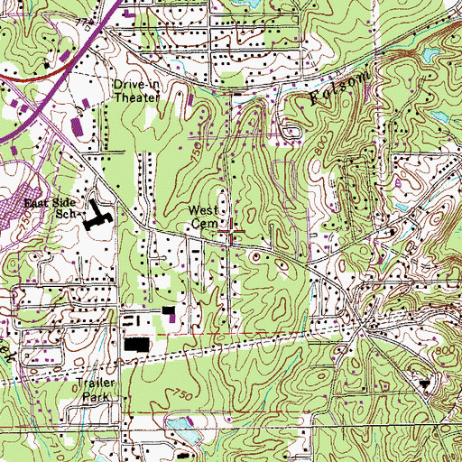 Topographic Map of West Cemetery, GA