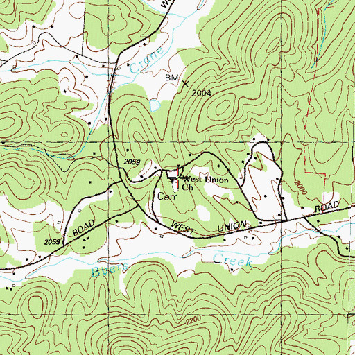 Topographic Map of West Union Church, GA