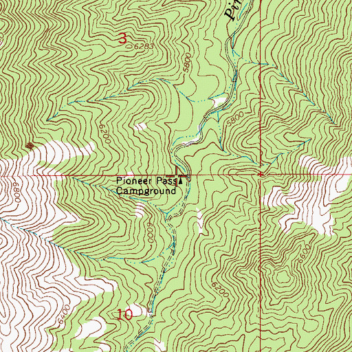 Topographic Map of Pioneer Pass Campground, AZ