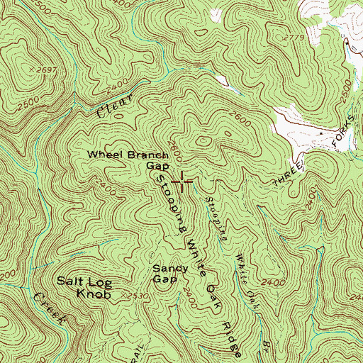 Topographic Map of Wheel Branch Gap, GA