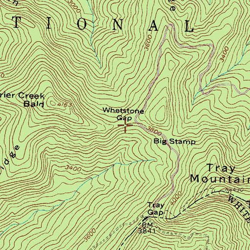 Topographic Map of Whetstone Gap, GA