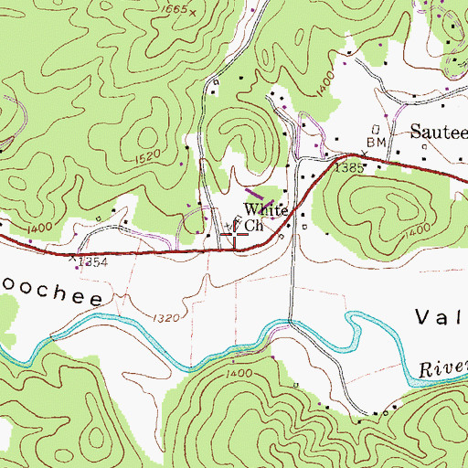 Topographic Map of White Church, GA