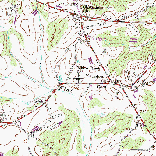 Topographic Map of White Creek School, GA