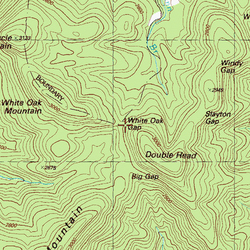 Topographic Map of White Oak Gap, GA