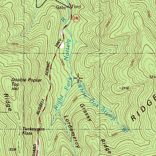 Topographic Map of White Oak Stamp Branch, GA