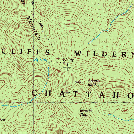 Topographic Map of Whitly Gap, GA