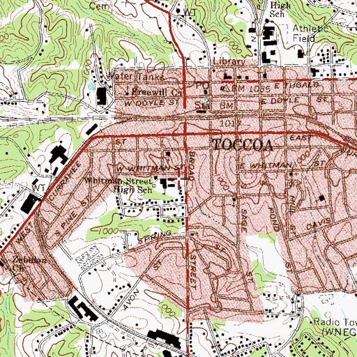 Topographic Map of Whitman Street High School, GA