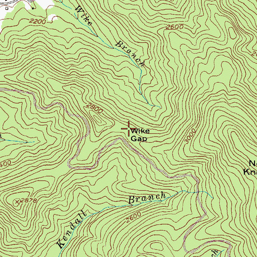 Topographic Map of Wike Gap, GA