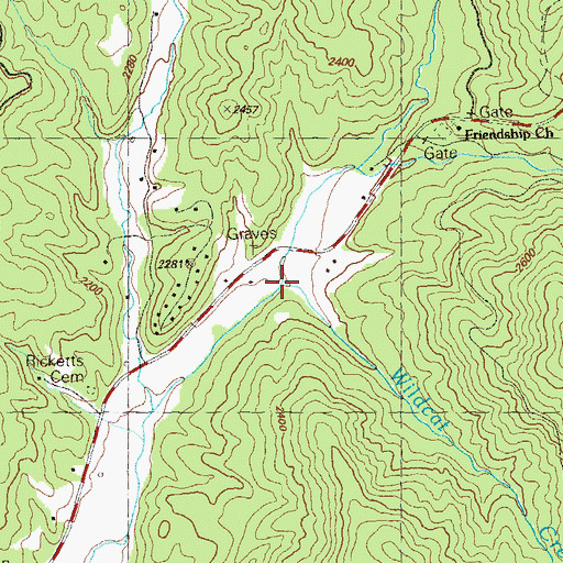 Topographic Map of Wildcat Creek, GA