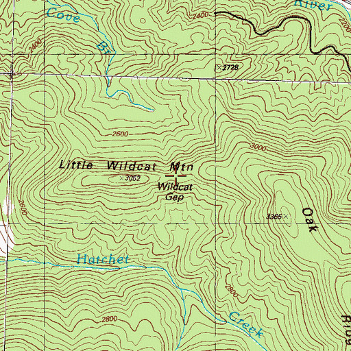 Topographic Map of Wildcat Gap, GA