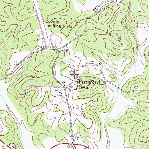Topographic Map of Willeford Pond, GA