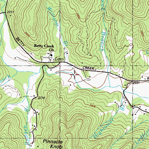 Topographic Map of Williams Branch, GA