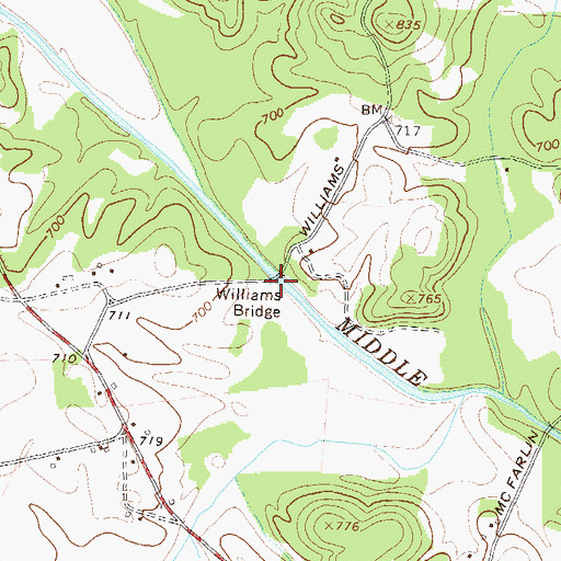 Topographic Map of Williams Bridge, GA