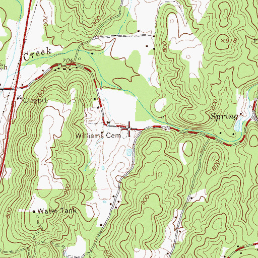 Topographic Map of Williams Cemetery, GA