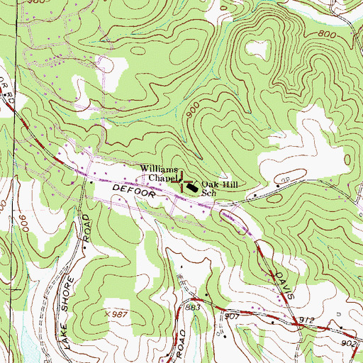 Topographic Map of Williams Chapel, GA